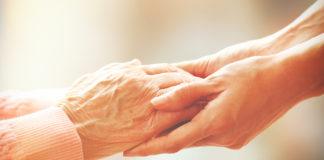 Helping hands, care for the elderly concept